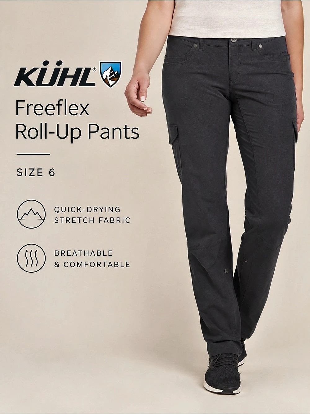 KÜHL Freeflex Roll-Up Cargo Pants Charcoal Gray Size 6